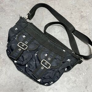 Black Shoulder Bag with Buckle Details